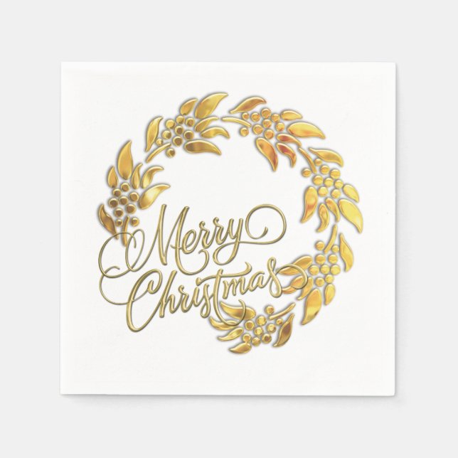 Merry Christmas Wreath Napkin (Front)