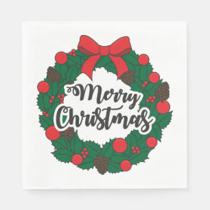 Merry Christmas Wreath Napkin