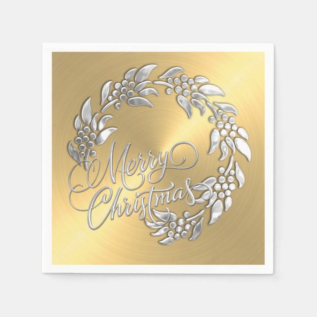Merry Christmas Wreath Napkin (Front)