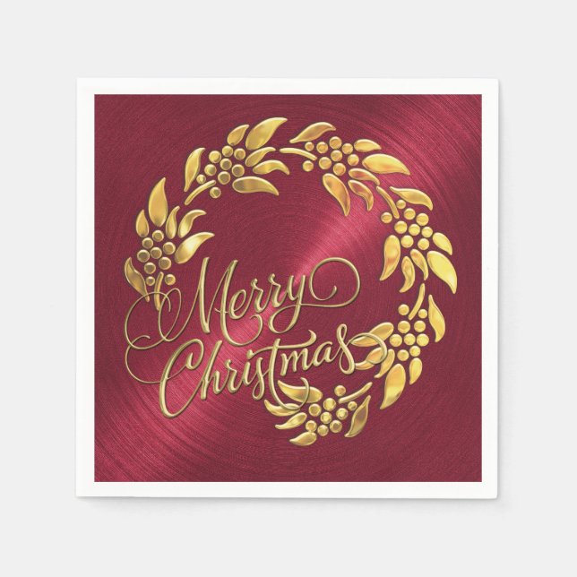 Merry Christmas Wreath Napkin (Front)