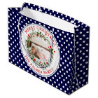 Merry Christmas wreath navy blue dots photo