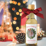 Merry Christmas Wreath Photo Frame Holiday Mini Wine Label<br><div class="desc">These mini wine bottle labels are perfect for holiday gifts or party favours. Whether you're a home brewer or just want to give a unique Christmas present, these labels are a festive and fun way to do it. They feature a cute design with an evergreen wreath photo frame where you...</div>