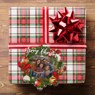 Merry Christmas Wreath Photo Personalized Family N Tree Decoration Card