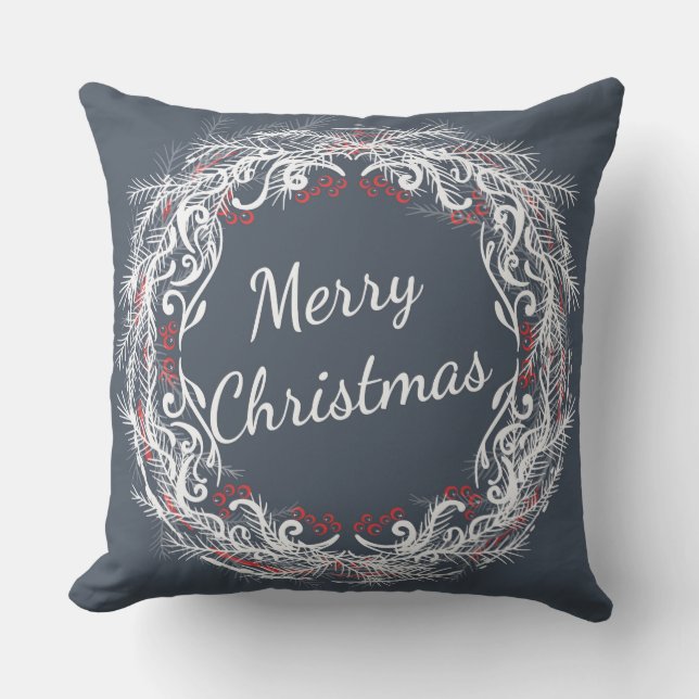 Merry Christmas Wreath Pillow (Front)