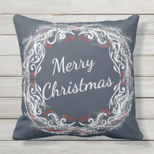 Merry Christmas Wreath Pillow