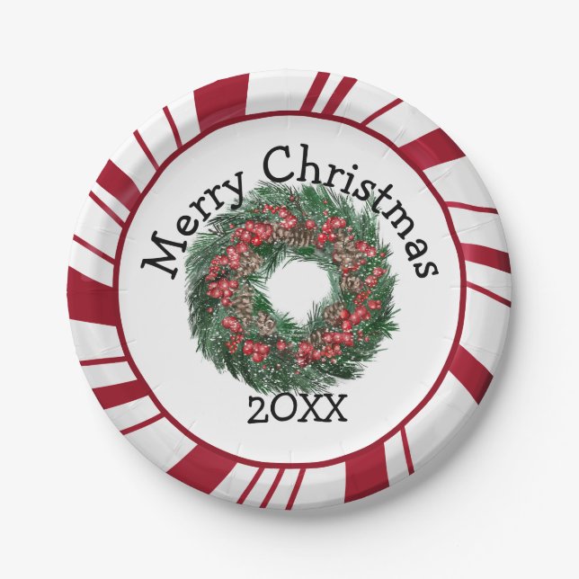Merry Christmas Wreath Plates (Front)