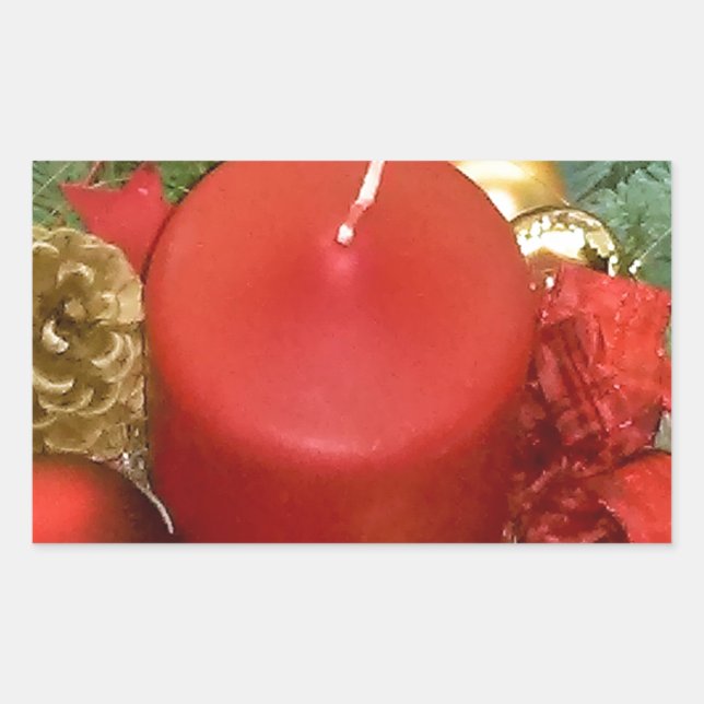 Merry Christmas Wreath Rectangular Sticker (Front)