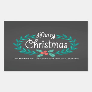 MERRY CHRISTMAS WREATH RETURN ADDRESS STICKERS
