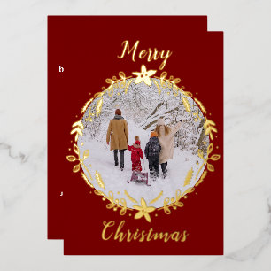 Merry Christmas Wreath Round Picture Red