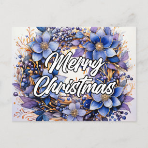 Merry Christmas Wreath   Seasons Greetings Postcard