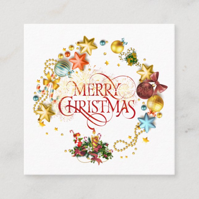 Merry Christmas wreath Square Business Card (Front)