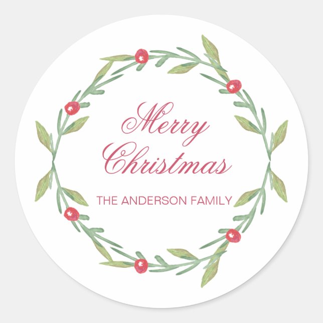 Merry Christmas Wreath Sticker design (Front)