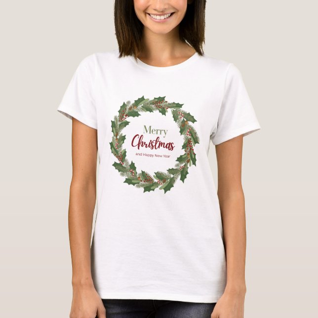 Merry Christmas Wreath T-Shirt for Women (Front)