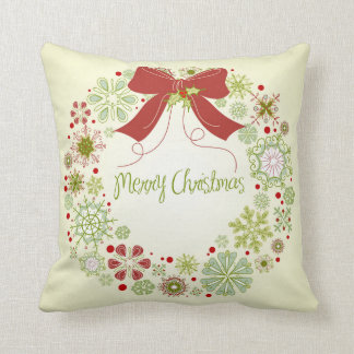 Merry Christmas Wreath Throw Pillow