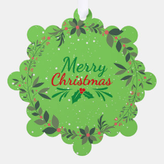 Merry Christmas Wreath Tree Decoration Card