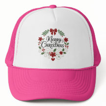 Merry Christmas Wreath Trucker Hat