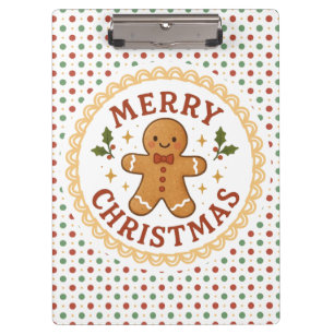 Merry Christmas wreath with gingerbread man Clipboard