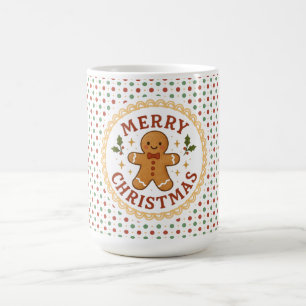 Merry Christmas wreath with gingerbread man Coffee Mug