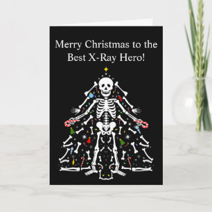 Merry Christmas X-ray Tech Christmas Tree Skeleton Card