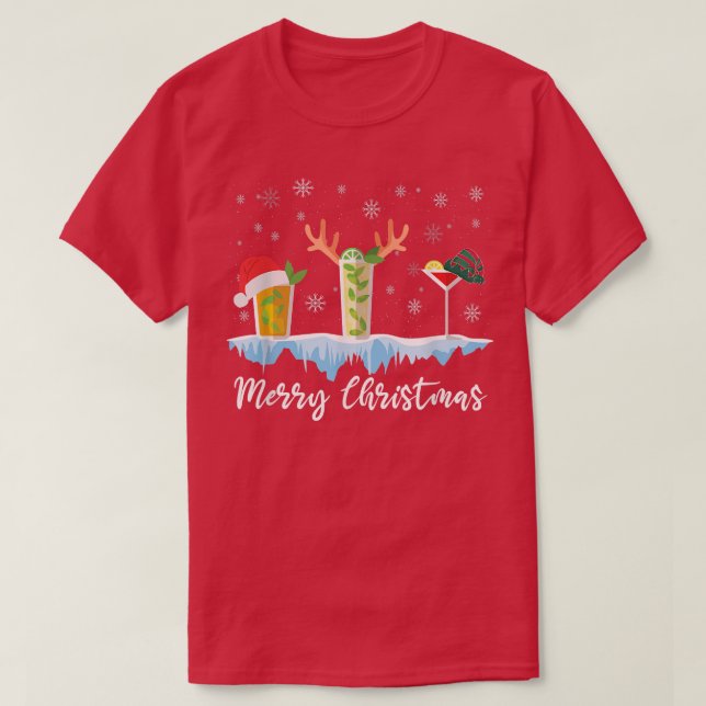 Merry Christmas Xmas Bartender Drink Mier Bartendi T-Shirt (Design Front)