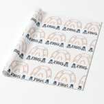 Merry Christmas Xmas Boho Rainbow Gift Wrapping Pa Paper<br><div class="desc">Xmas script and typography with a blue Boho rainbow with faux gold stars for the holiday season.</div>