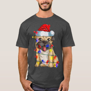 Merry Christmas Xmas Festival Lights Dog Pug T-Shirt