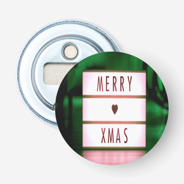 Merry Christmas XMAS Green and Red Bottle Opener (Front)