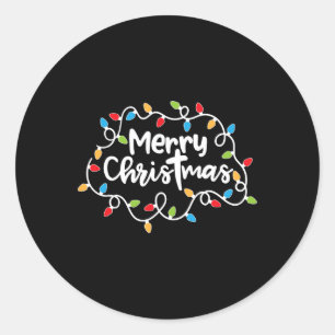 Merry Christmas Xmas Lights Pyjamas Family Matchin Classic Round Sticker