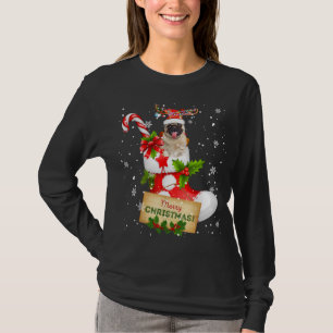 Merry Christmas Xmas Lights Santa Reindeer Pug In  T-Shirt