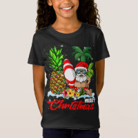 Merry Christmas Xmas Lights Santa Surfing Hawaiian
