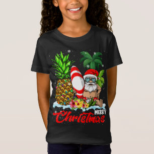 Merry Christmas Xmas Lights Santa Surfing Hawaiian T-Shirt