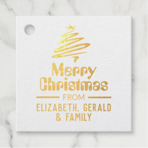Merry Christmas. Xmas Present Foil Favour Tags
