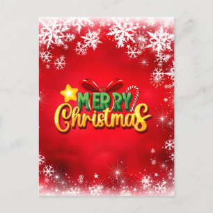 Merry Christmas Xmas Red Green Gold Holiday Love Postcard