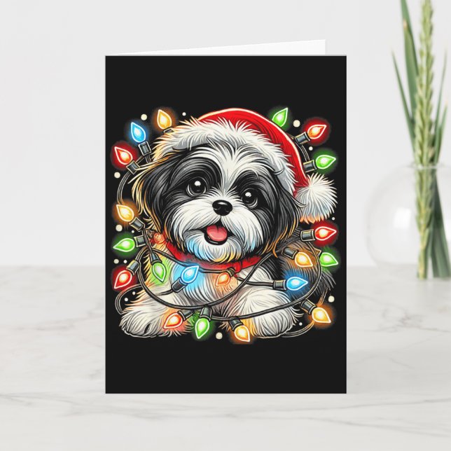 Merry Christmas Xmas Shih Tzu Santa Dog Men Women  Card (Front)