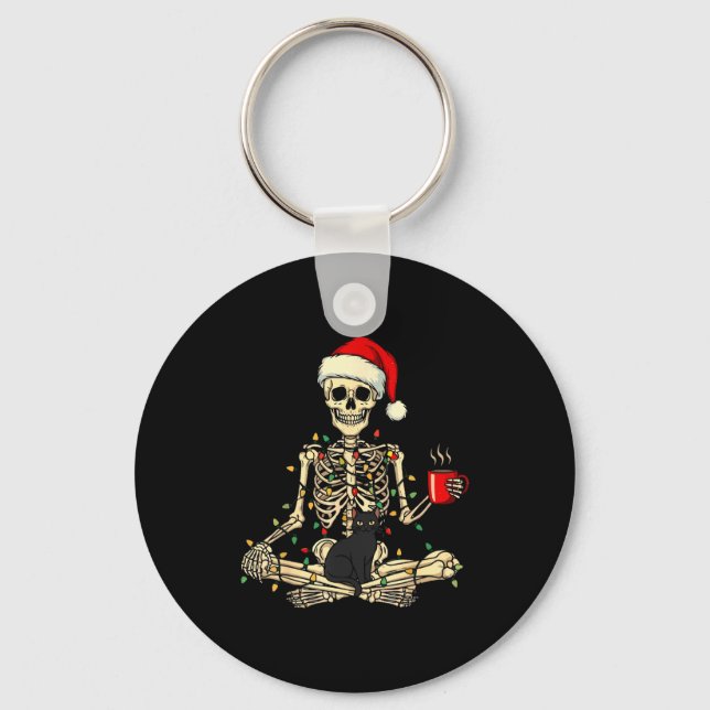 Merry Christmas Xmas Skull Skeleton Funny Matching Key Ring (Front)