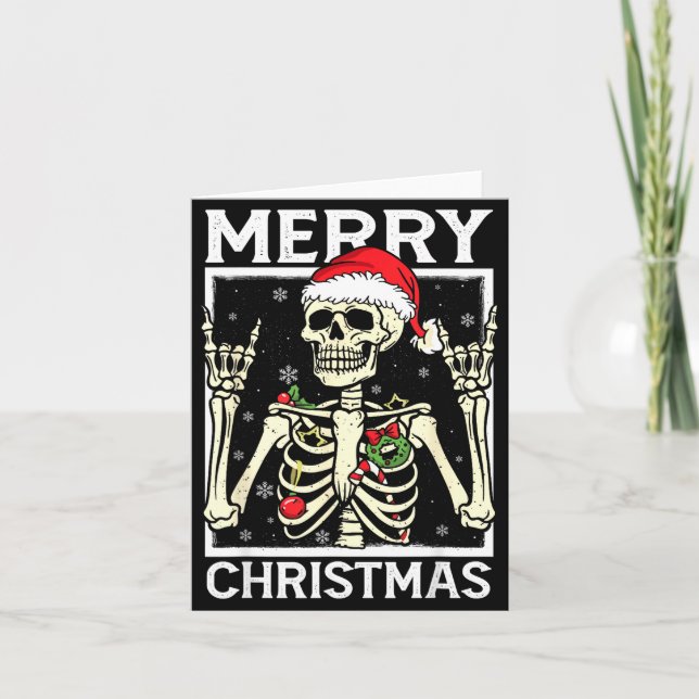Merry Christmas Xmas Skull Skeleton Funny Men Wome Card (Front)