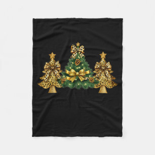 Merry Christmas Xmas Tree Leopard Print Coquette B Fleece Blanket