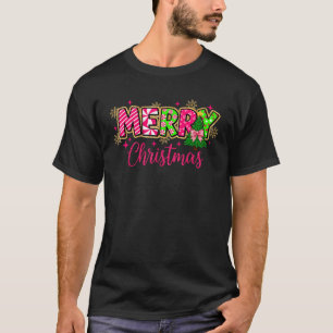 Merry Christmas Xmas Tree Snowflake Coquette Bow P T-Shirt