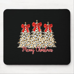 Merry Christmas Xmas Trees Leopard Coquette Bow Ho Mouse Pad