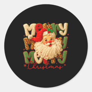 Merry Christmas Xmas Vibes Santa Latch Hook Yarn C Classic Round Sticker