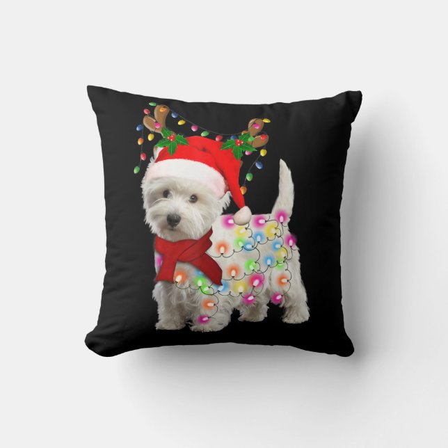 Merry Christmas Xmas Westie Dog Reindeer Cosplay Cushion (Front)