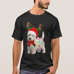 Merry Christmas Xmas Westie Dog Reindeer Cosplay F T-Shirt