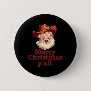 Merry Christmas Y’all Cowboy Santa Western Country 6 Cm Round Badge