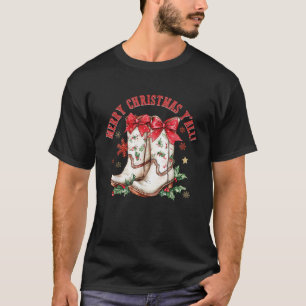 Merry Christmas Y all Howdy Christmas Boots Cowgir T-Shirt