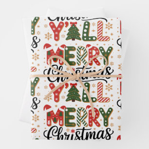 Merry Christmas Y’all Southern Holiday Festive Wrapping Paper Sheet