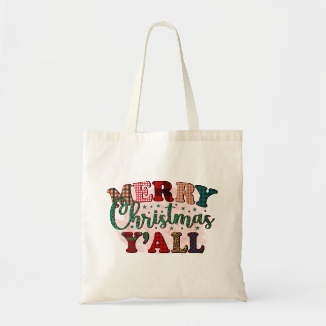 Merry Christmas Y"all tote bag (Front)