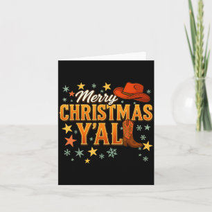 Merry Christmas Y’all Western Cowboy Cowgirl Boot Card
