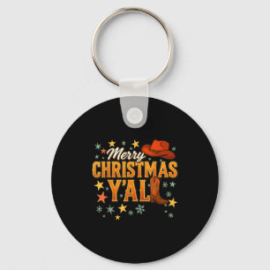 Merry Christmas Y’all Western Cowboy Cowgirl Boot  Key Ring
