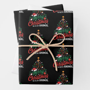 Merry Christmas Ya Filthy Animal Funny Xmas Family Wrapping Paper Sheet