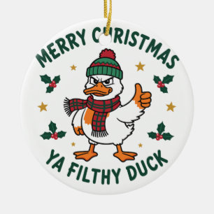 Merry Christmas Ya Filthy Duck Funny Christmas Bir Ceramic Tree Decoration